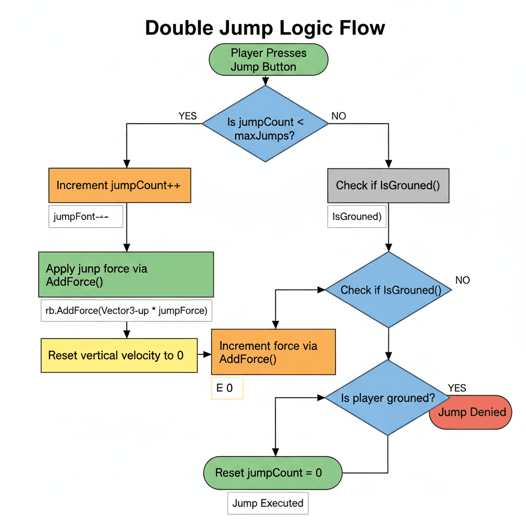 Flowchart of Double Jump Implementation Logic