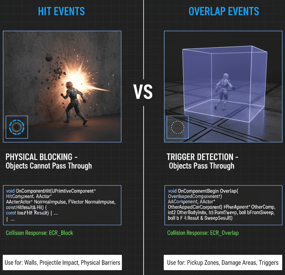 Comparison diagram of Hit vs Overlap Events
