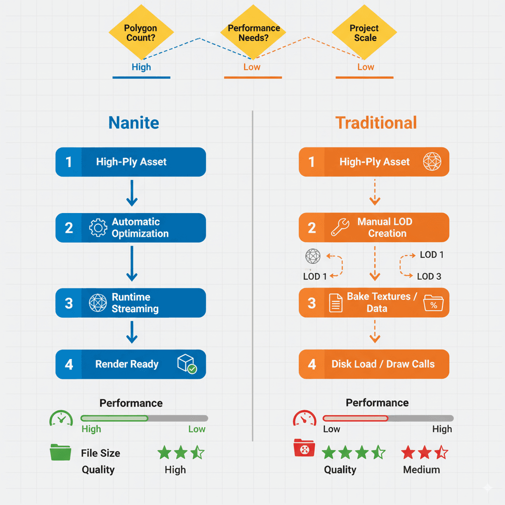 Nanite vs Traditional Mesh Comparison Workflow