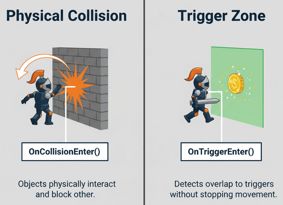 Physical Collision vs. Trigger Zone Comparison