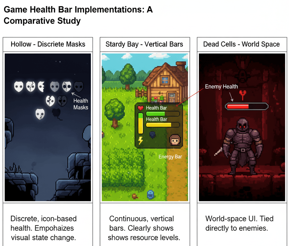 Professional Game Health Bar Examples Comparison