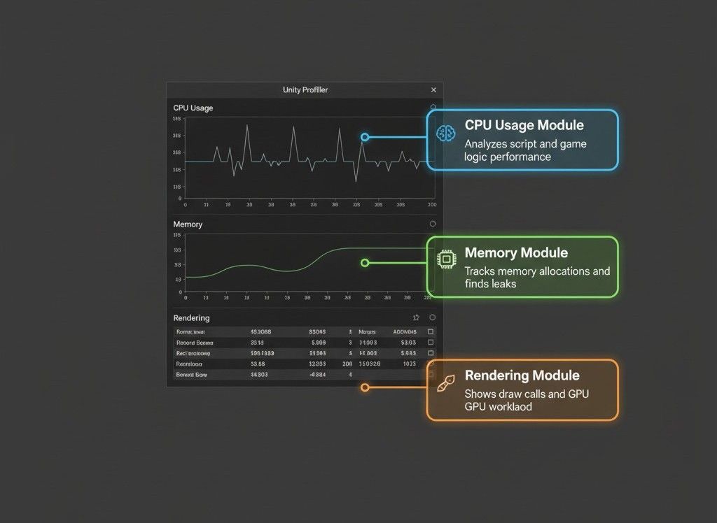 Simplified representation of the Unity Profiler window